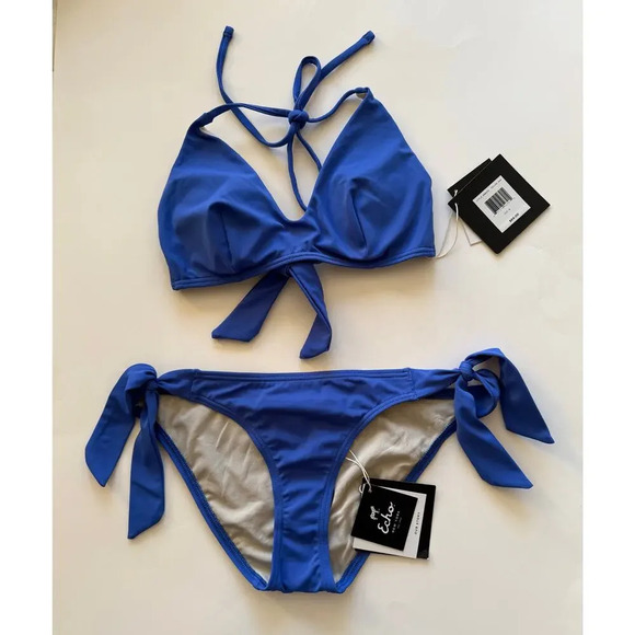 Echo Side Tie Bikini Set Top Bottom Small S Purple NWT - Picture 1 of 3